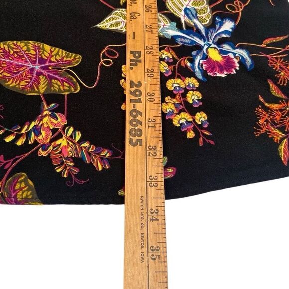 H&M Black with Colorful Floral Print Dress with Ruffle Sleeves Women Size 6 - Picture 11 of 12